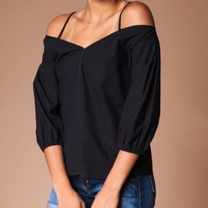 COLD SHOULDER PUFF SLEEVE BLOUSE [SB110436]